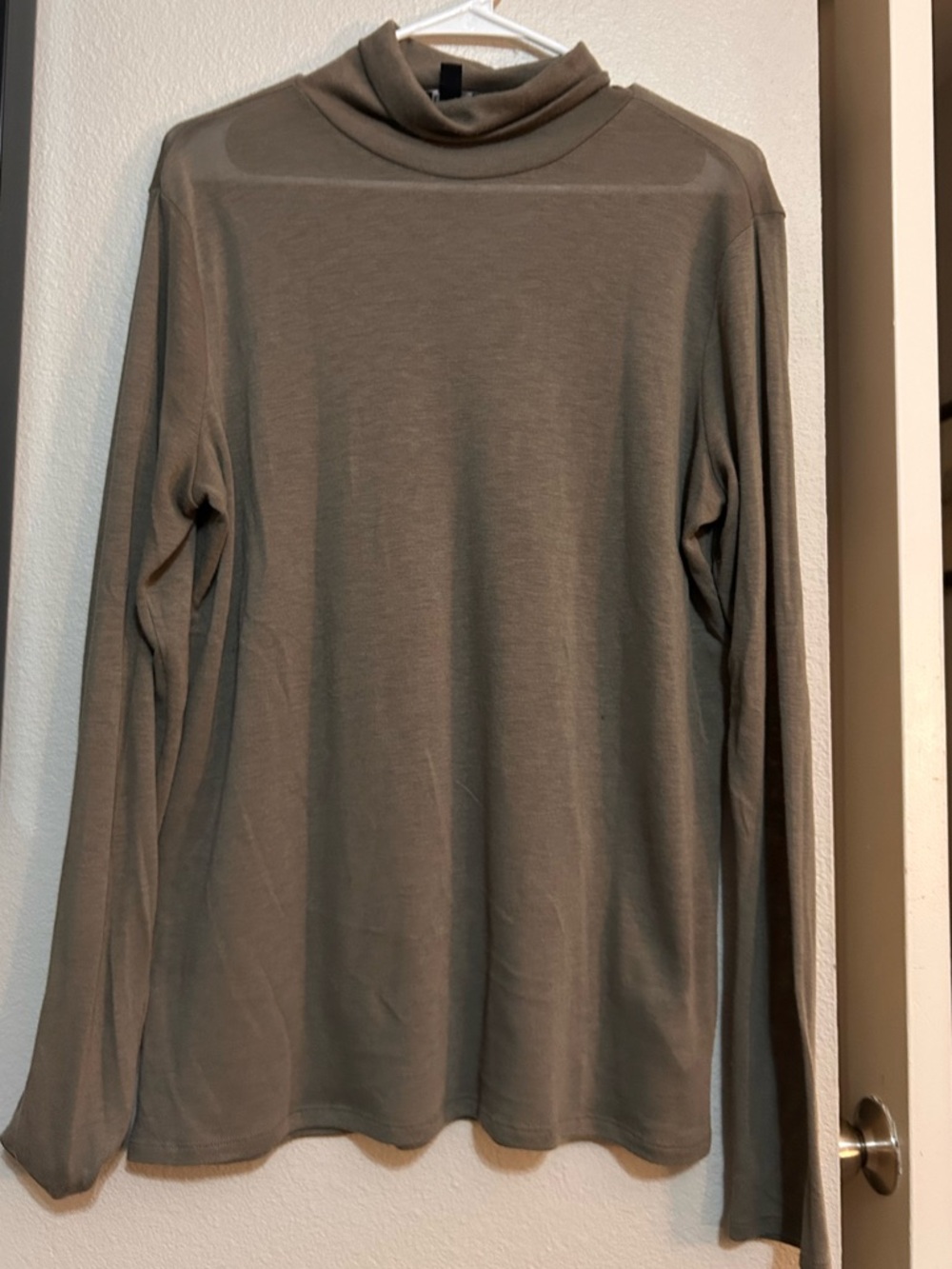 Express Olive Turtleneck Long-Sleeve Sheer Top